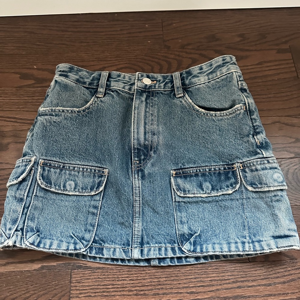 Zara denim cargo mini skirt